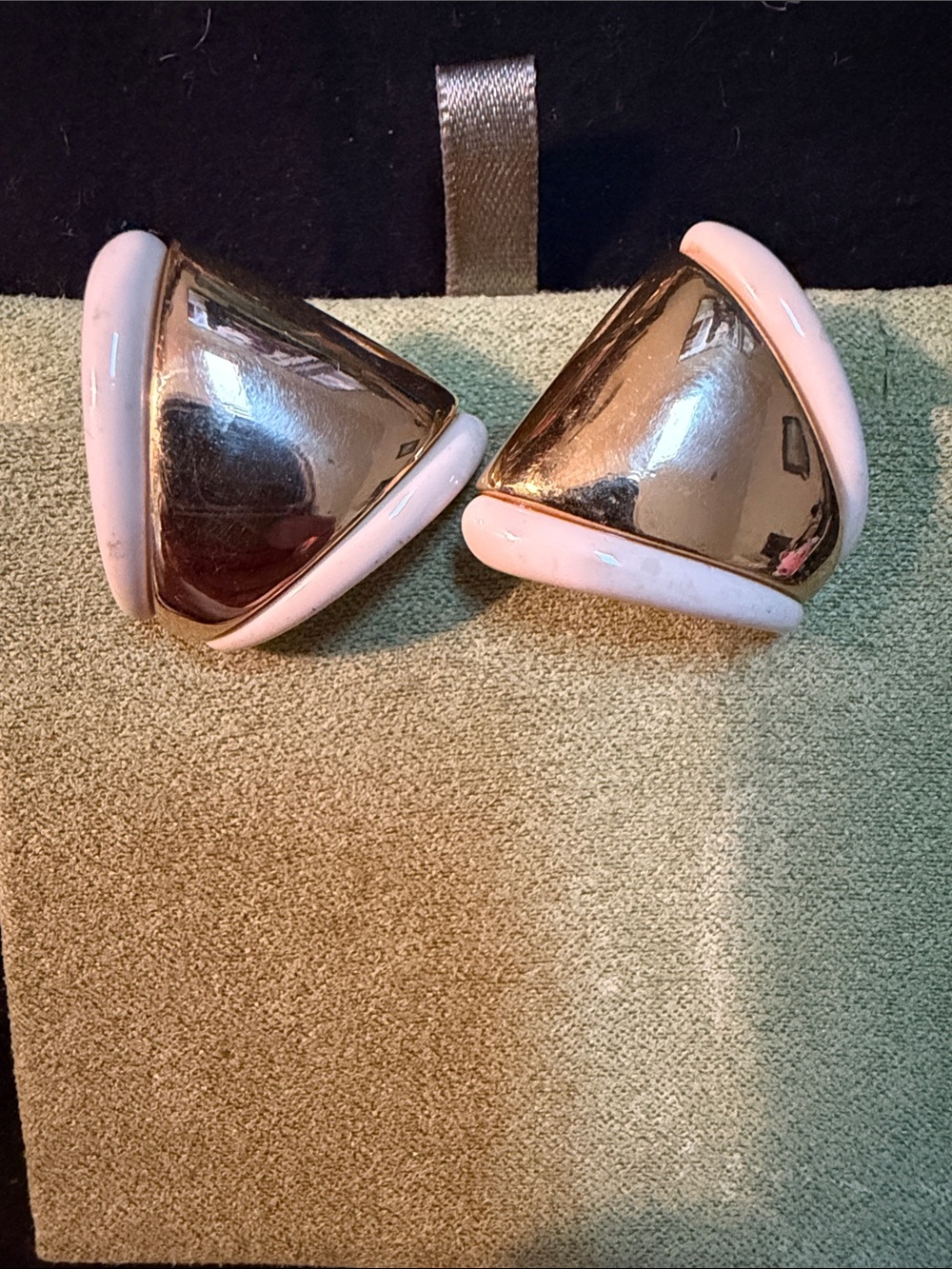 Napier Gold and Pale Pink Triangular Clip-On Earrings